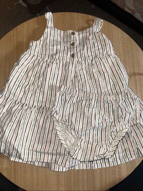 Carter's White Striped Tank Dress and Bloomers Set